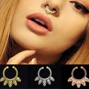 Nose Jewelry ~  Non-Pierced ~ Skull  - Septum ~ 3-Colors